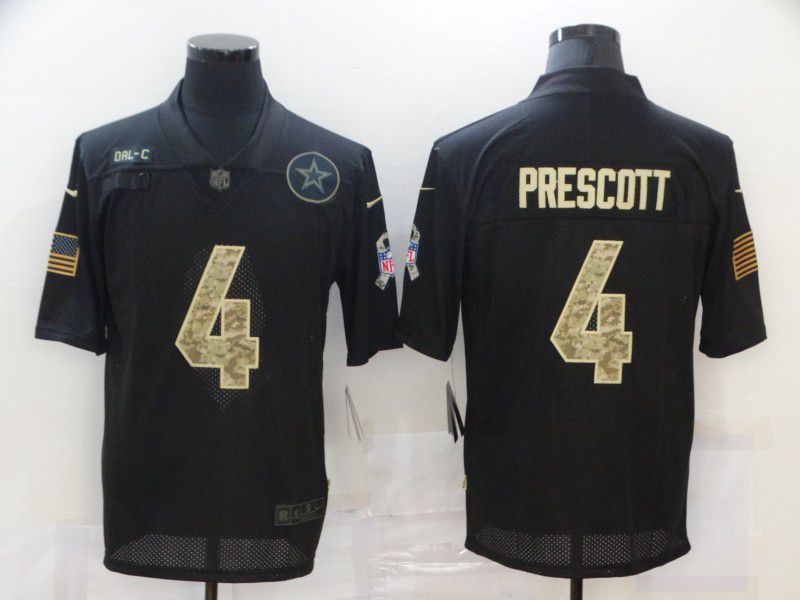 Men Dallas cowboys #4 Prescott Black camo Lettering 2020 Nike NFL Jersey
